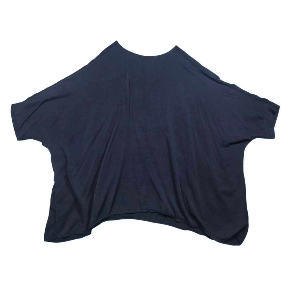 M Made in Italy Tunic‎ Womens S Navy Blue Embroidered Oversized Batwing Boho Top